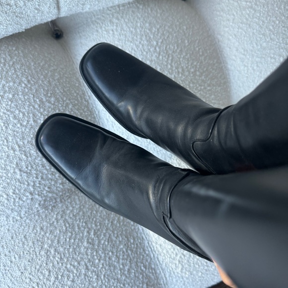 $1400 Prada LEATHER PLATFORM LEATHER KNEE HIGH BOOT BLACK 40.5 - Picture 4 of 5